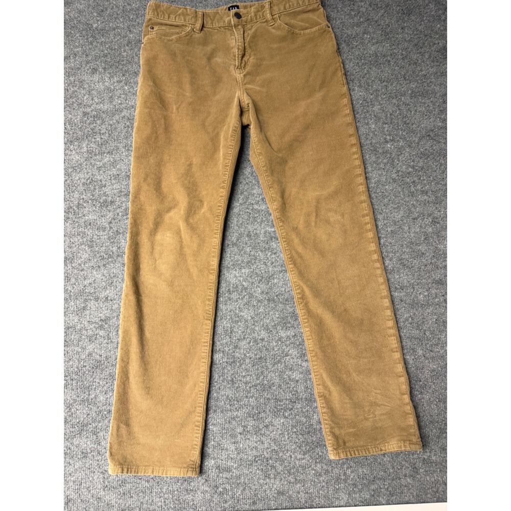 Gap Kids Boys 18 Husky Stretch Slim Corduroy Pants Tan Brown Adjustable Waist